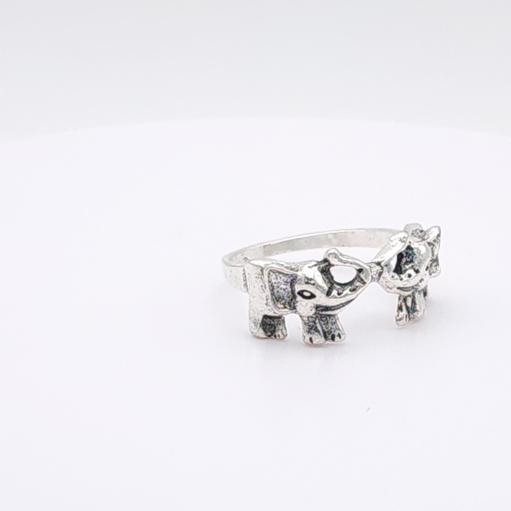 Silver Elephant Wrap Ring Size 7 Animal Band Statement - Picture 15 of 15